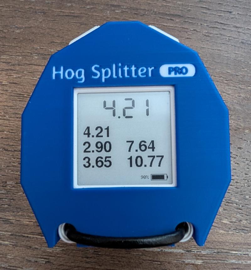 Blue Hog Splitter Pro displaying split times