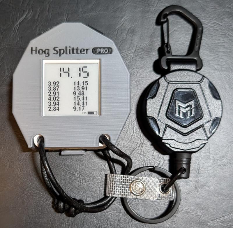 Hog Splitter Pro with retractable belt clip attached